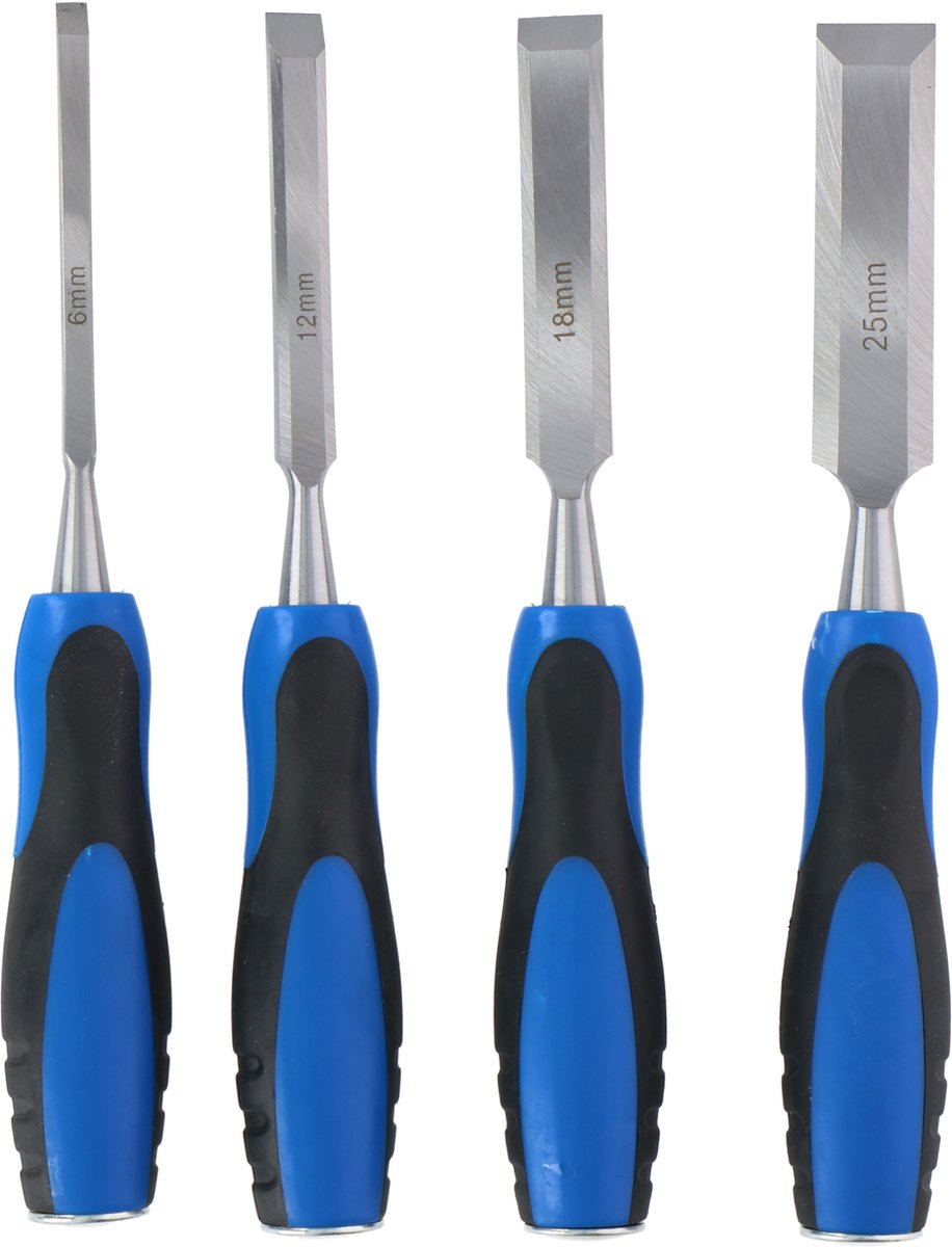 Beitelset - 4 Stuks - 6/ 12/ 18/ 25 mm - Carbonstaal - voor Houtbewerking