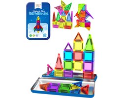 Magnetic Tiles mini - Travel set - 40 stuks - Magnetische tegels - Speelgoed - Magneet tegels - Montessori - Bouwstenen - Constructiespeelgoed - Met 2 Magna poppetjes — cadeau in Spellen & Speelgoed