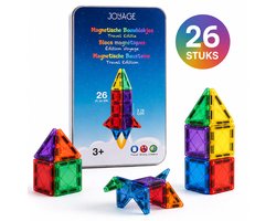 Joyage Magnetische tegels Reisset - Mini Magnetic tiles travel set - 26 stuks - Magnetisch bouwspeelgoed - Magnetisch speelgoed voor onderweg - Montessori Speelgoed voor in de auto vliegtuig - Magna tiles travel set - Magneten speelgoed constructie — cadeau in Spellen & Speelgoed