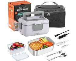 Jently elektrische lunchbox - draagbare voedselverwarmer - lekvrije lunchverwarming - vershouddoos - 2.5L - wit — cadeau in Kookcadeaus