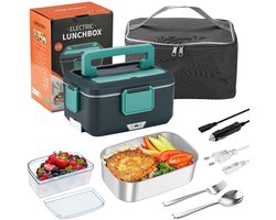 Jently elektrische lunchbox - draagbare voedselverwarmer - lekvrije lunchverwarming - vershouddoos - 2.5L - groen — cadeau in Kookcadeaus
