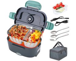 Elektrische Lunchbox - Elektrische Verwarmde Broodtrommel - Draagbare Lunchbox - Verwarmde Lunchbox - Elektrische Lunchbox met Compartimenten - Verwarmde Lunchtrommel - voor Warme Maaltijden - Inclusief 2 Lepels, Mes en Vork - 220 V — cadeau in Kookcadeaus