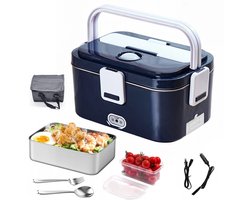 Elektrische lunchbox - Draagbare verwarmde lunchbox - 1,8 liter - Voedselcontainer - Lunchverwarmer voor thuis/in de auto - Elektrische lunchbox met stekker - Lekvrij ontwerp - Geschikt voor auto's en kantoren - Blauw — cadeau in Kookcadeaus