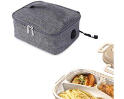 Verwarmde lunchbox - Draagbare elektrische verwarmde lunchtas - Voedselverwarmer - Temperatuurweergave - Lunchverwarmer - USB-oplaadbaar - Geschikt voor kantoren, bijeenkomsten en keukens - Grijs — cadeau in Kookcadeaus