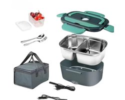 broodtrommel lunchbox volwassenen - Elektrische Lunchbox - uitneembare roestvrijstalen broodtrommel - Verschillende Compartimenten -12 V/24 V/220 V - Verwarming Container- 3-in-1 draagbare verwarmde lunchbox - voor auto - vrachtwagen - kantoor — cadeau in Kookcadeaus