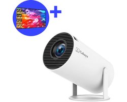 Cahaya - Mini beamer 2026 model + Projectiescherm (100'') - Pro versie - Mini Beamer - mini projector - draagbare beamer - projector / beamer - Geïntegreerd Android 12.0 systeem - Screen mirroring smartphone - Home cinema — cadeau in Elektronica