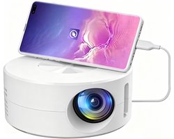 Mini Projector - Mini beamer - Draagbaar - Zakprojector - Draagbare Thuisbioscoop – Ondersteunt – Voor Kinderen & Smartphone – Rond – wit – 11x11x4.7cm — cadeau in Elektronica