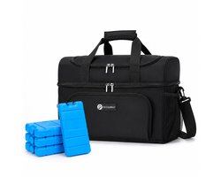 Packaway Koeltas 20L - Lunchtas - Inclusief 4 Koelelementen - Dubbel Compartiment - 4-Laags Geïsoleerd - Waterafstotend - Signature Black — cadeau in Sport & Outdoor