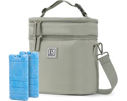 Brisby Kolftas 12 Liter – Koeltas voor Moedermelk & Borstkolf – Kinderwagen Bevestiging – 2 Geïsoleerde Vakken – Inclusief 2 Koelelementen - Sage Green — cadeau in Cadeau-ideeën
