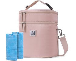 Brisby Koeltas 12 Liter – Lunchtas voor Werk & Onderweg – 2 Geïsoleerde Vakken – Inclusief 2 Koelelementen – Tot 10 Uur Koel- Soft Pink — cadeau in Sport & Outdoor