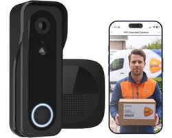 Trust DOORCAM-3000 - Slimme Video Deurbel - 3MP Camera - Draadloos met Accu - Geen Abonnementskosten - Zwart — cadeau in Elektronica