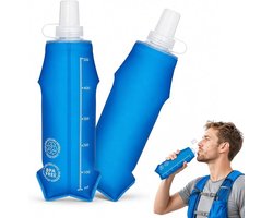 2 Stuks Soft Flask - Drinkfles Hardlopen - Opvouwbare Waterfles - draagbaar - BPA-vrij - Siliconen - Lekvrij - voor Hardloopvest, Hiking & Fietsen - blauw — cadeau in Sport & Outdoor