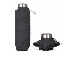 Opvouwbare Waterfles - 700 ml - Lekvrij - Siliconen - Met Karabijnhaak - Voor Fiets & Wandelen - Draagbare Vouwfles — cadeau in Sport & Outdoor