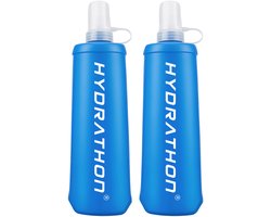Hydrathon Soft Flask - Set van 2 (2x250ml) - Opvouwbare Waterfles - Drinkfles Hardlopen - Opvouwbare Drinkfles - Trail - Hiking — cadeau in Sport & Outdoor