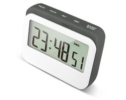 Krumble Digitale Kookwekker - Met digitale klok en alarm - Perfect voor in keuken met magneet en rubberen stootrand - Wit met grijs — cadeau in Kookcadeaus