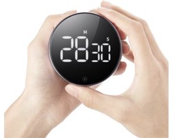 Digitale Kookwekker - Keukenwekker - Timer en Stopwatch - Eierwekker - Douche timer - Magneet - Met Draaiknop - Zwart — cadeau in Kookcadeaus