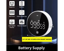 Digitale Kookwekker Zwart met Houder - Smart Timer - LED Display - Magnetisch met Handige Draaiknop - Kookwekker Magneet - BBQ wekker – USB C – Oplaadbaar — cadeau in Kookcadeaus