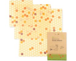 Biologische Bijenwas Doeken | 3 Pack Combinatie S/M/L | Herbruikbaar | Plastic Vrij | Duurzaam Cadeau | Plastic-Free Alternative to Cling Film | Organic Beeswax Food Wraps Set x 3 — cadeau in Kookcadeaus