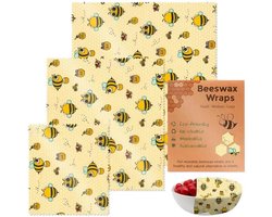 Bijenwasdoeken - Herbruikbare wraps - bijenwasfolie - Bijenwas doek - boterhamzakje - Duurzaam - vershoudfolie - Beeswax wraps - grootte bedekken brood, kaas en meer veilig verpakken - Set van 3 (S/M/L) — cadeau in Kookcadeaus