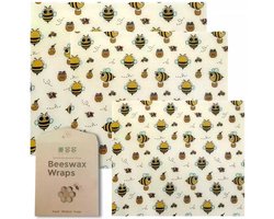 Bijenwas Wraps - Set van 3 (S, M, L) - Vershoud - Beeswax Wrap - Bijenwas Doek - Duurzaam, Natuurlijk en Biologisch - Herbruikbaar - Geen Plastic - 29B — cadeau in Kookcadeaus