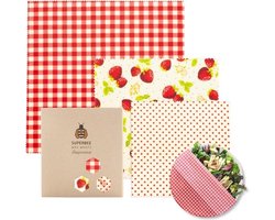 Bijenwas Doekjes Set van 3 - Herbruikbare Zelfklevende Voedselverpakking - Zero Waste — cadeau in Cadeau-ideeën
