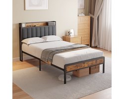 Xbro Gestoffeerd Bed 120 x 200 cm - Tweepersoonsbed met 35 cm Opbergruimte - Donkergrijs — cadeau in Cadeau-ideeën
