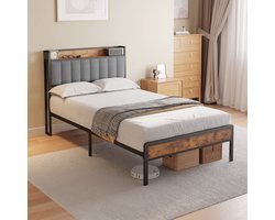Xbro Gestoffeerd Bed 120 x 200 cm - Tweepersoonsbed met 35 cm Opbergruimte - Lichtgrijs — cadeau in Cadeau-ideeën