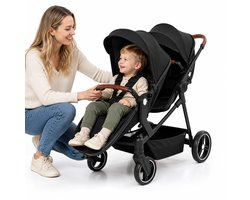Sensova Dubbele Kinderwagen voor Tweelingen en Duo’s – Opvouwbare Duo Buggy met Zitten en Liggen, Afzonderlijk Verstelbare Zitjes, Schokdemping, Reiswiegfunctie, Luxe Duwstang en Comfort vanaf de Geboorte tot 22 kg per Zitje — cadeau in Cadeau-ideeën