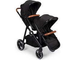 Baninni Luiz - Tweeling Kinderwagen - Duo Buggy - incl. 2 omvormbare zitjes & reiswiegjes - Geschikt voor 1 of 2 kindjes vanaf geboorte tot 22kg - Zwart — cadeau in Cadeau-ideeën