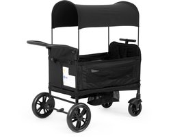 Dubbele kinderwagen - Tweeling buggy - Inklapbare kinderwagen - Opvouwbare tweelingwagen - Buggy met zonnekap en dienblad - 5-punts veiligheidsgordel, verstelbare handgreep - Metaal en Stof - 22×66×122 cm - Geschikt voor 2 kinderen - Zwart — cadeau in Cadeau-ideeën
