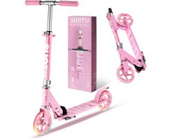Suotu Kinderstep - 145mm Lichtgevende Wielen - Step - Speelgoed Jongens/Meisjes - Max stuurhoogte: 85 cm - Aluminium - Roze — cadeau in Spellen & Speelgoed