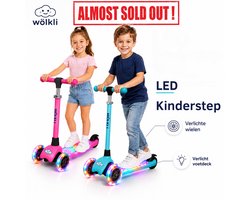 Wölkli Noaz Kinderstep - step 3 wielen - leeftijdsgroep 3+ - max 50kg - LED verlichting in de wielen - verlichting voetenplank - hoogte verstelbaar — cadeau in Spellen & Speelgoed