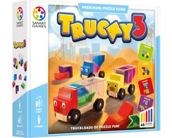 SmartGames Trucky 3 - Logisch Denkspel & Speelgoedauto's - 48 Educatieve puzzelopdrachten - Solospel voor Kleuters - Vanaf 3 Jaar — cadeau in Spellen & Speelgoed