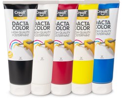 Creall Dacta Color Plakkaatverf - Set met 5 x 250 ml tubes - 5 kleuren hoge kwaliteit schoolverf – waterbasis - acryl - Uitwasbaar, Vegan & Glutenvrij — cadeau in Cadeau-ideeën