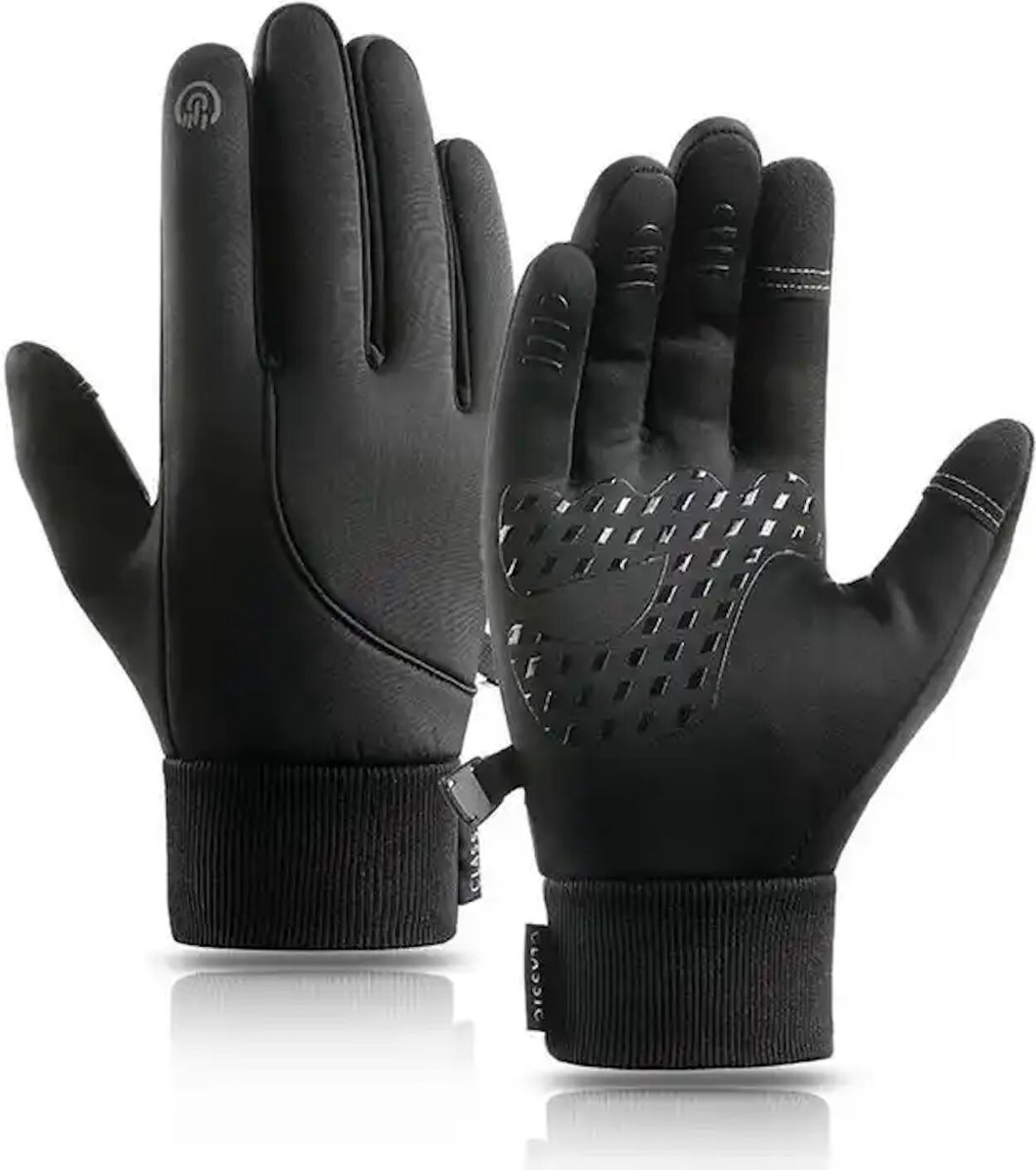 Antislip Winter Handschoenen - Touchscreen - Fietsen - Outdoor - Sporten - Wind en Water - One size - Zwart