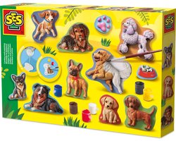 SES Creative - Gieten en Schilderen - Honden - gips gieten - inclusief gietmal, gips, 6 kleuren verf, penseel en spatel - knutselen voor kinderen vanaf 5 jaar — cadeau in Spellen & Speelgoed
