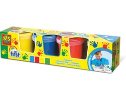 SES Creative - My First - Vingerverf - 4 kleuren – mengbaar – glutenvrij - makkelijk uitwasbaar - Verven voor de allerkleinsten – 4x145ml - Vanaf 1 jaar — cadeau in Spellen & Speelgoed