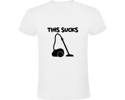 This sucks Heren T-shirt | Dit zuigt | Stom | Dom | Stofzuiger | Zuigen | Grappig | Wit — cadeau in Mode & Accessoires