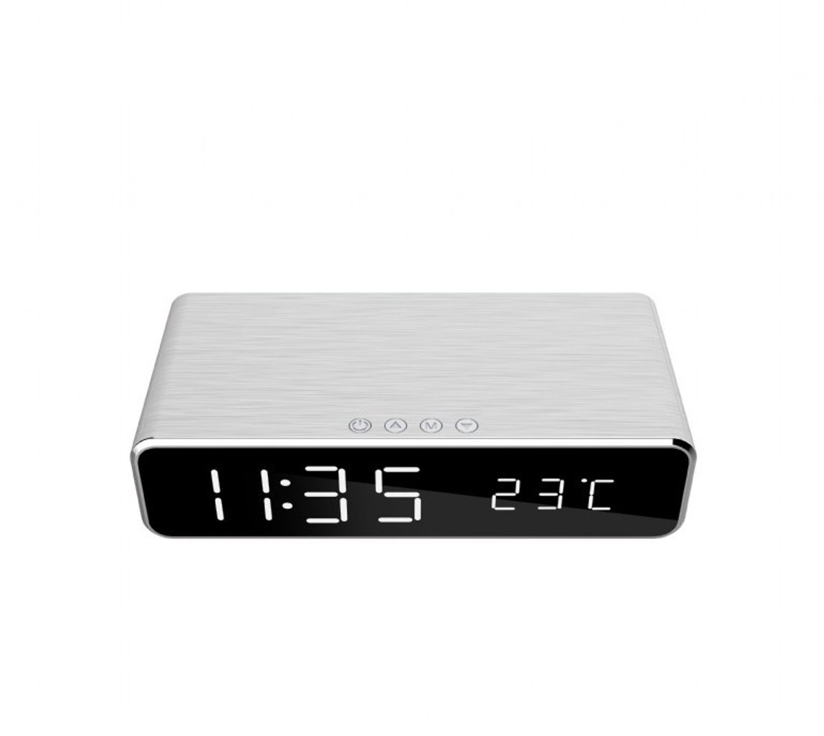 Digitale wekker met draadloze oplaadfunctie - Zilver