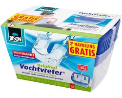 Bison Vochtvreter® neutraal 900g + 2 extra navulmagneten , incl. vochtmagneet, binnen 24 uur resultaat, geen stroom nodig, voor alle woonruimtes, campers, caravans, binnen 1 minuut te gebruiken — cadeau in Cadeau-ideeën