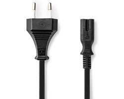 Nedis Stroomkabel | Euro Male | IEC-320-C7 | 3.00 m | Recht | 2x 0.75 mm² | Koper | Plat | Nikkel | H03VVH2-F 2x0,75 mm² | PVC | Stekkertype: Type C (CEE 7/16 | Netvoeding | 250 V ~ 50/60 Hz | 2.5 A — cadeau in Cadeau-ideeën
