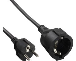 CEE 7/7 (recht) - CEE 7/3 (recht) stroom verlengkabel | 3x 1,50mm | zwart | 3 meter — cadeau in Cadeau-ideeën