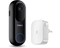 Finex Video Deurbel V2 - 2K Ultra HD - Inclusief Binnenbel - Geen abonnement - Vast stroom of Batterijen - WiFi - T-ring geluid - Slimme Draadloze Video Deurbel Met Camera — cadeau in Elektronica