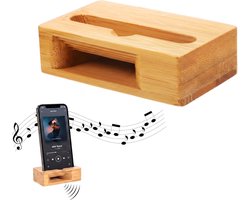 SnelShoppen - Bamboe Luidsprekerversterker voor Mobiele Telefoon, Houten Telefoonstandaard, Passieve Geluidsversterker zonder Stroom, Ideaal voor Bure — cadeau in Gadgets