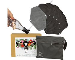 Herbruikbaar maandverband van bamboevezel - Matige-medium-overvloedige stroom - Ecologische inlegkruisjes - Ademend en waterdicht - Draagbaar bidet - Tas - CuloClean (7M) — cadeau in Cadeau-ideeën