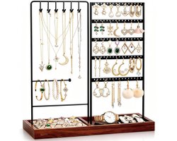 BOTC Sieradenhouder - Voor kettingen / armbanden / Oorbellen - Sieraden Organizer - Oorbellenrekje - Ketting houder - Zwart/Bruin — cadeau in Wonen & Interieur