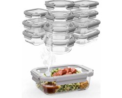 Nord Kitchen Vershoudbakjes Set van 11 - met Glazen Stoom Deksel - Meal Prep Bakjes - Diepvriesbakjes Volledig Glas - Luchtdicht - 11 Stuks - 320ML t/m 1520ML — cadeau in Cadeau-ideeën
