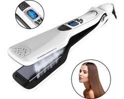 BALORS® Professionele Stoom Stijltang 5 in 1 - 150º t/m 230ºC - Steam Active Care - Hairstraightener - Stijltangen - Krultang - Coldshot - Haardroger - Wet-to-dry - Snel opgewarmd - Stoomtechnologie - Wit — cadeau in Verzorging