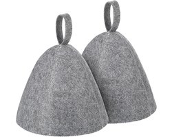 Allecto Plus - Saunamuts Set van 2 - Sauna Hoed Stoom Sauna Wollen Hoed Saunamuts voor Vrouwen Russische Banja Hoed voor Mannen en Vrouwen Badaccessoires Sauna Accessoires (Grijs) — cadeau in Verzorging