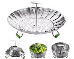 RVS Stoomrek- Stoommand Pan- Groentenstomer - Verstelbaar - stoominzet - Stoombloem- steamer basket- voor groenten/vegetables — cadeau in Kookcadeaus